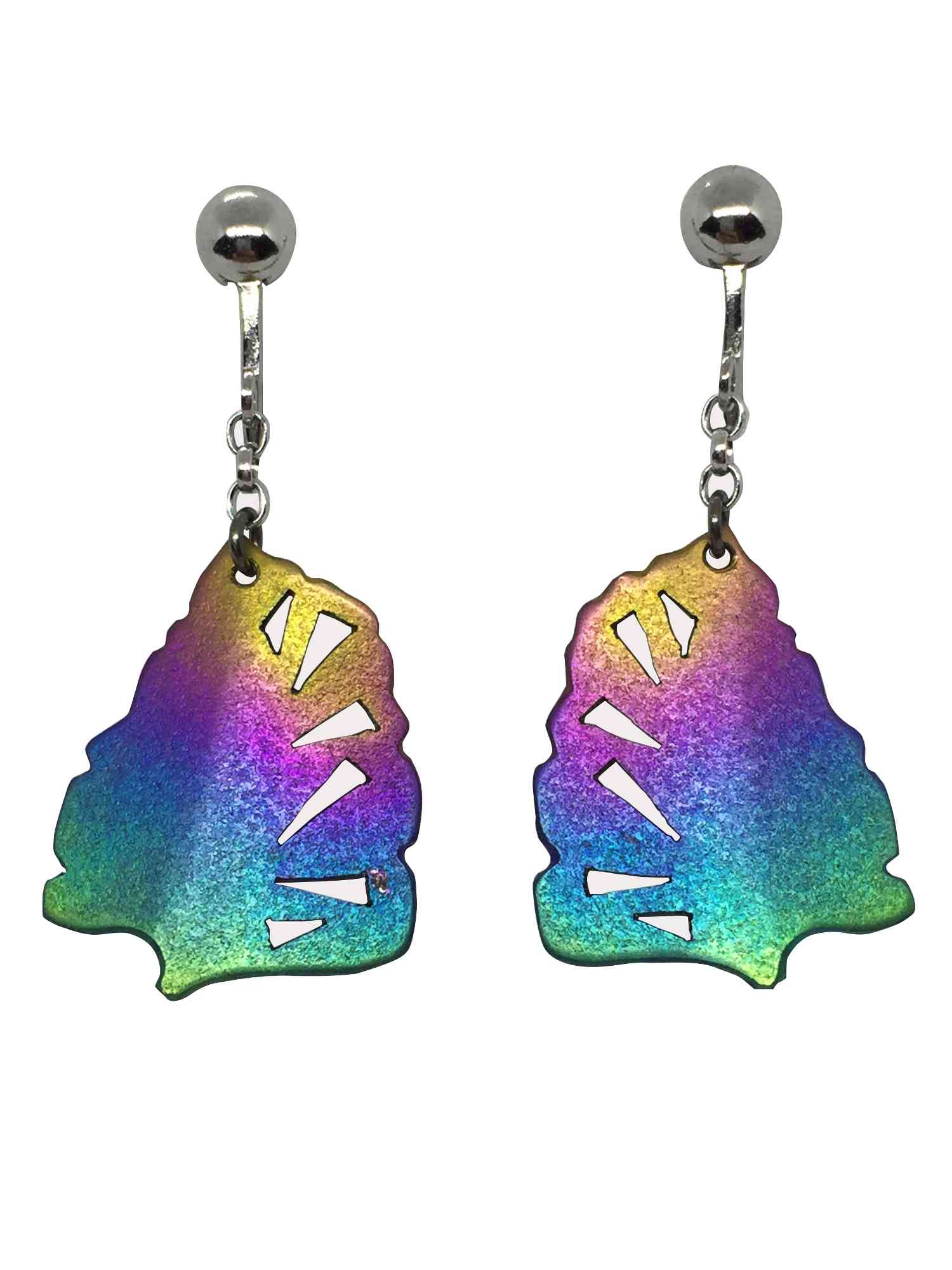 titanium earrings leaf 1
